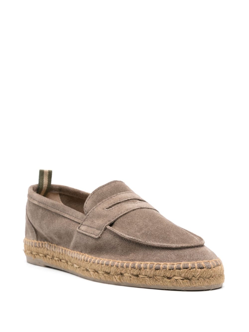 Shop Castaã±er Braided-raffia Suede Espadrilles In Grey