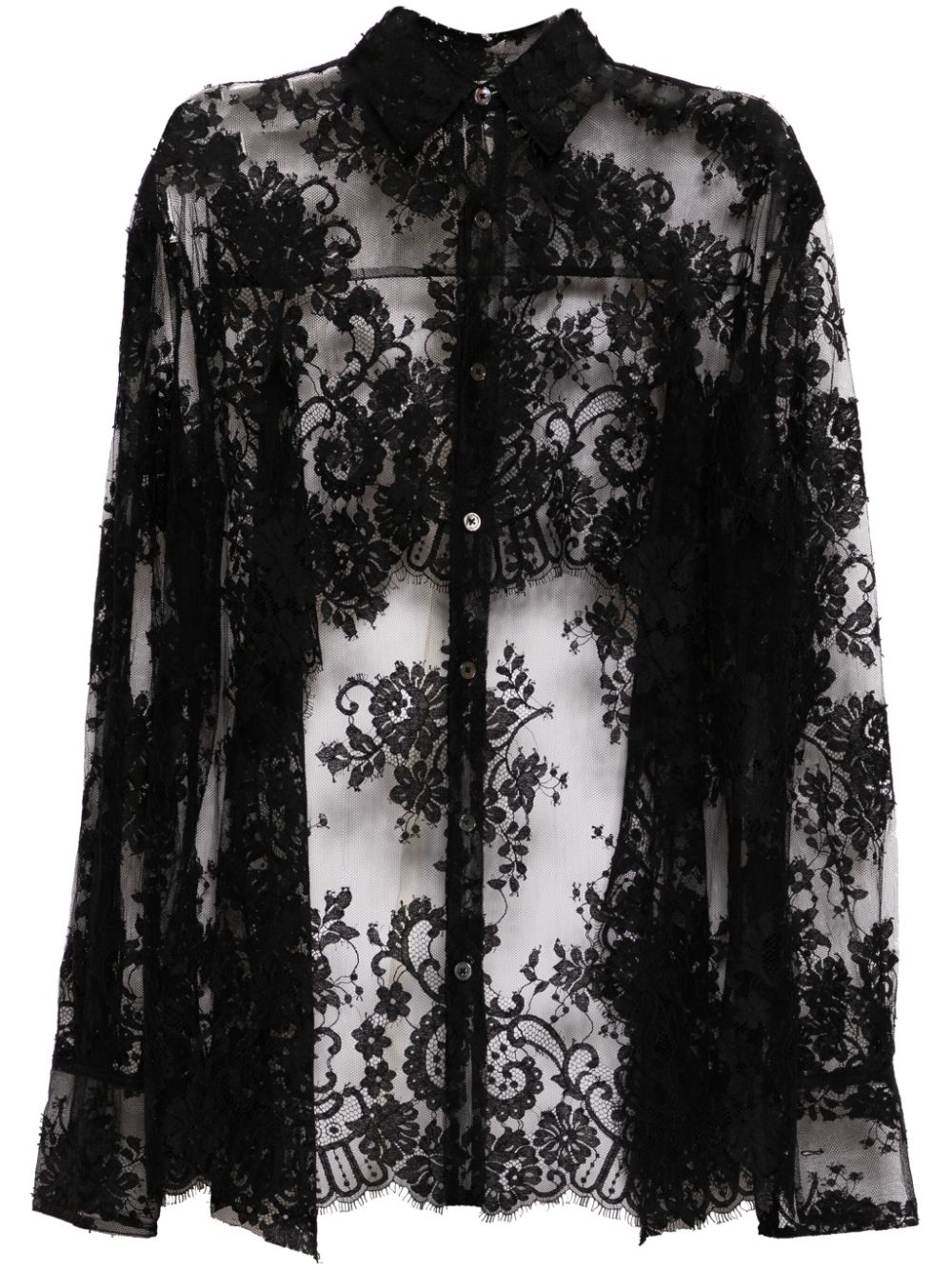 Monse open-back lace blouse Zwart