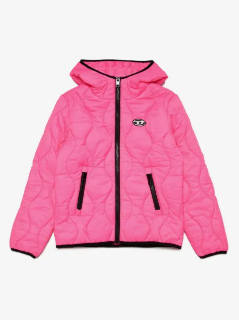 Diesel Kids logo-appliqué quilted jacket
