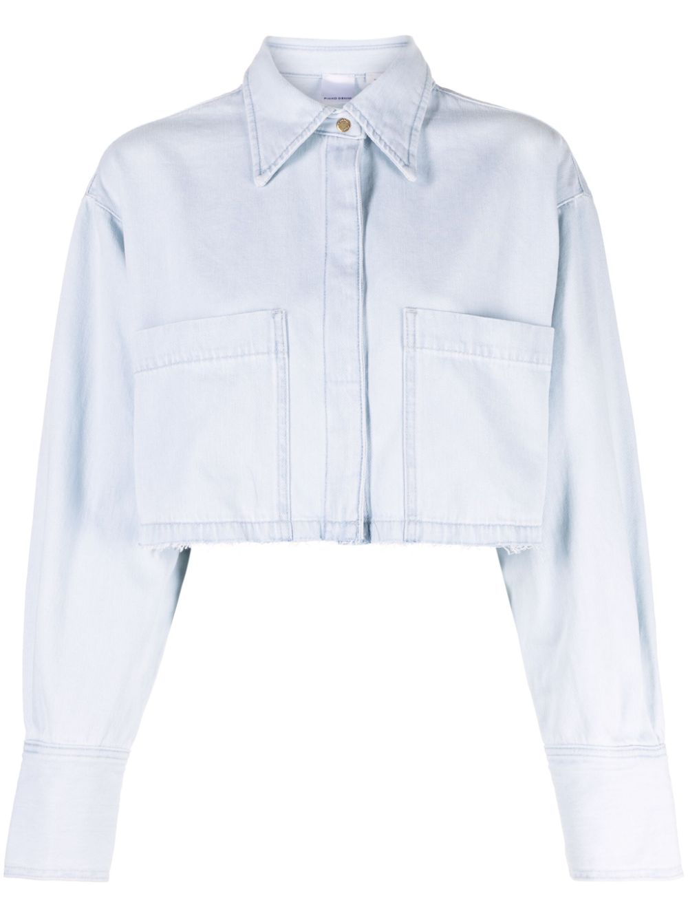 Pinko Ausgefranstes Cropped-jeanshemd In Blau
