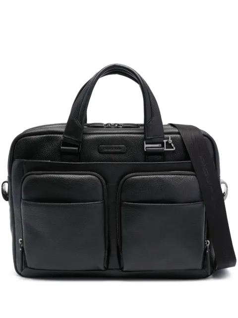 PIQUADRO logo-plaque leather briefcase
