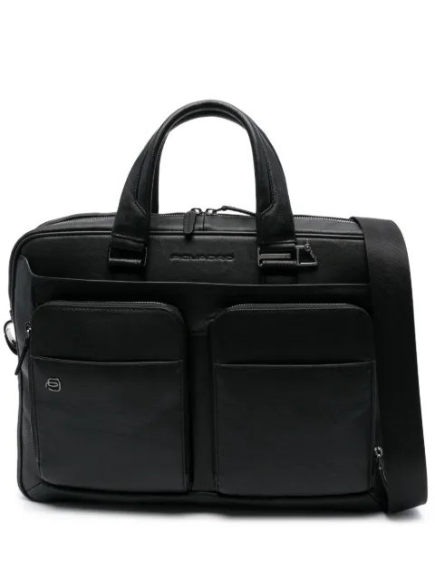 PIQUADRO debossed-logo leather briefcase