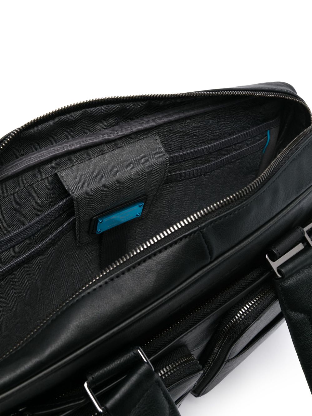 Shop Piquadro Debossed-logo Leather Briefcase In Black
