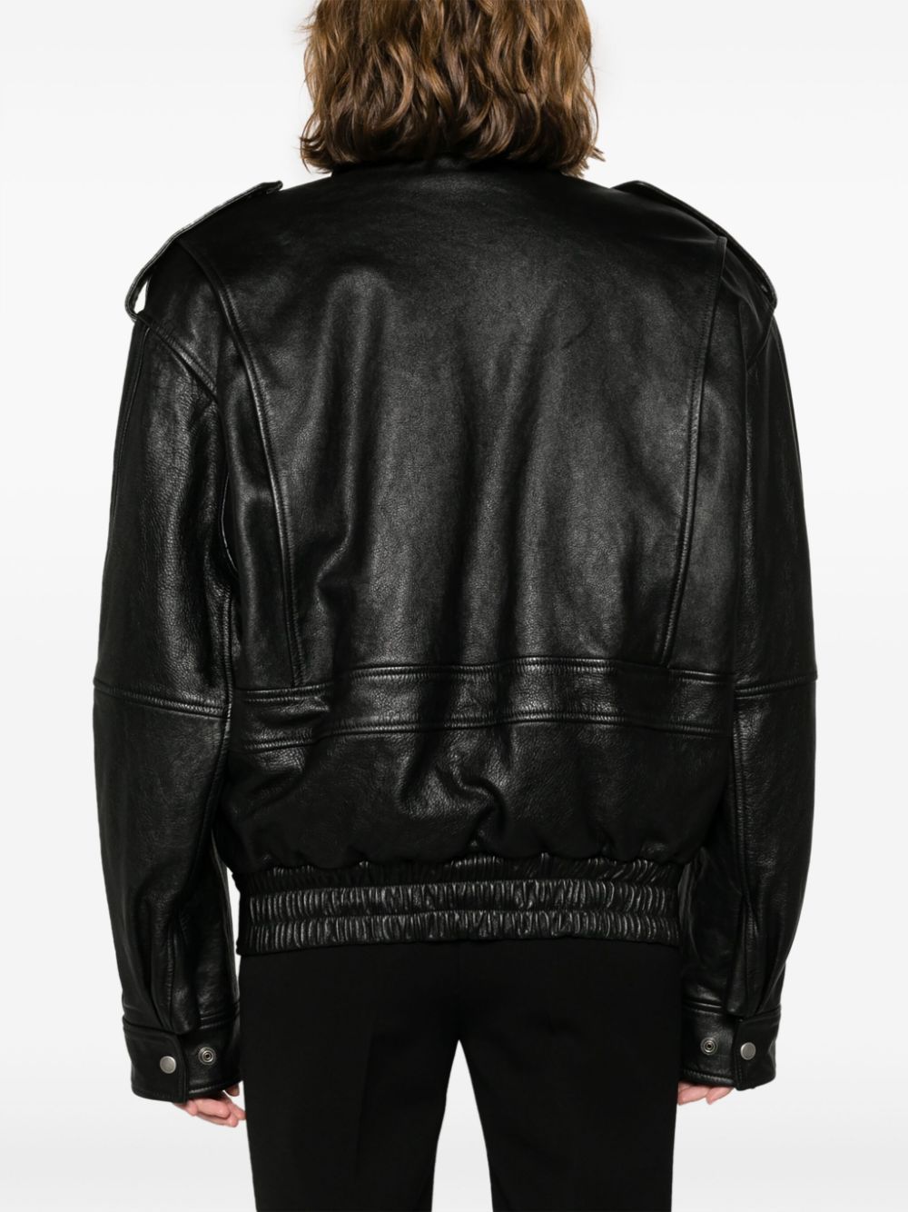 Shop Saint Laurent Leather Zip-up Jacket In Black