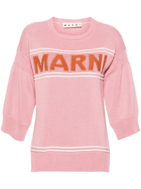 Marni logo-intarsia short-sleeve jumper