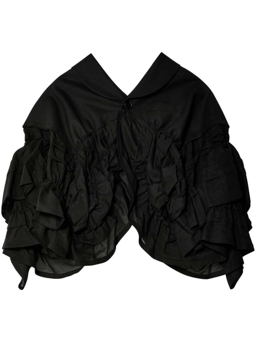 Comme Des Garçons Tao Ruffle Cotton-linen Blend Jacket In Black