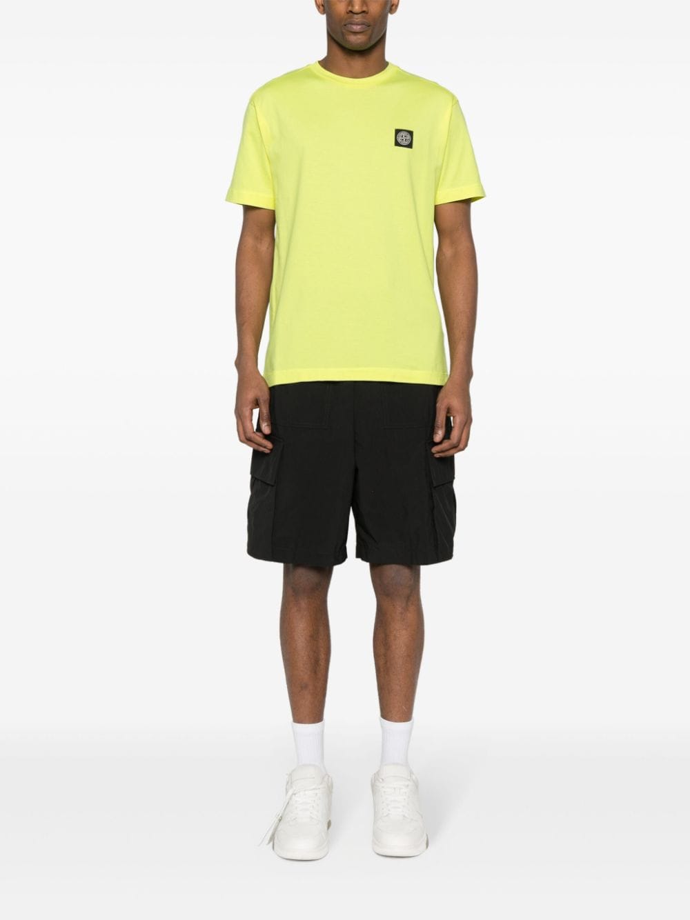 Shop Stone Island Compass-motif T-shirt In Yellow