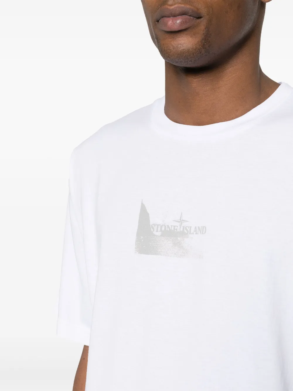 Shop Stone Island Logo-print Cotton T-shirt In White