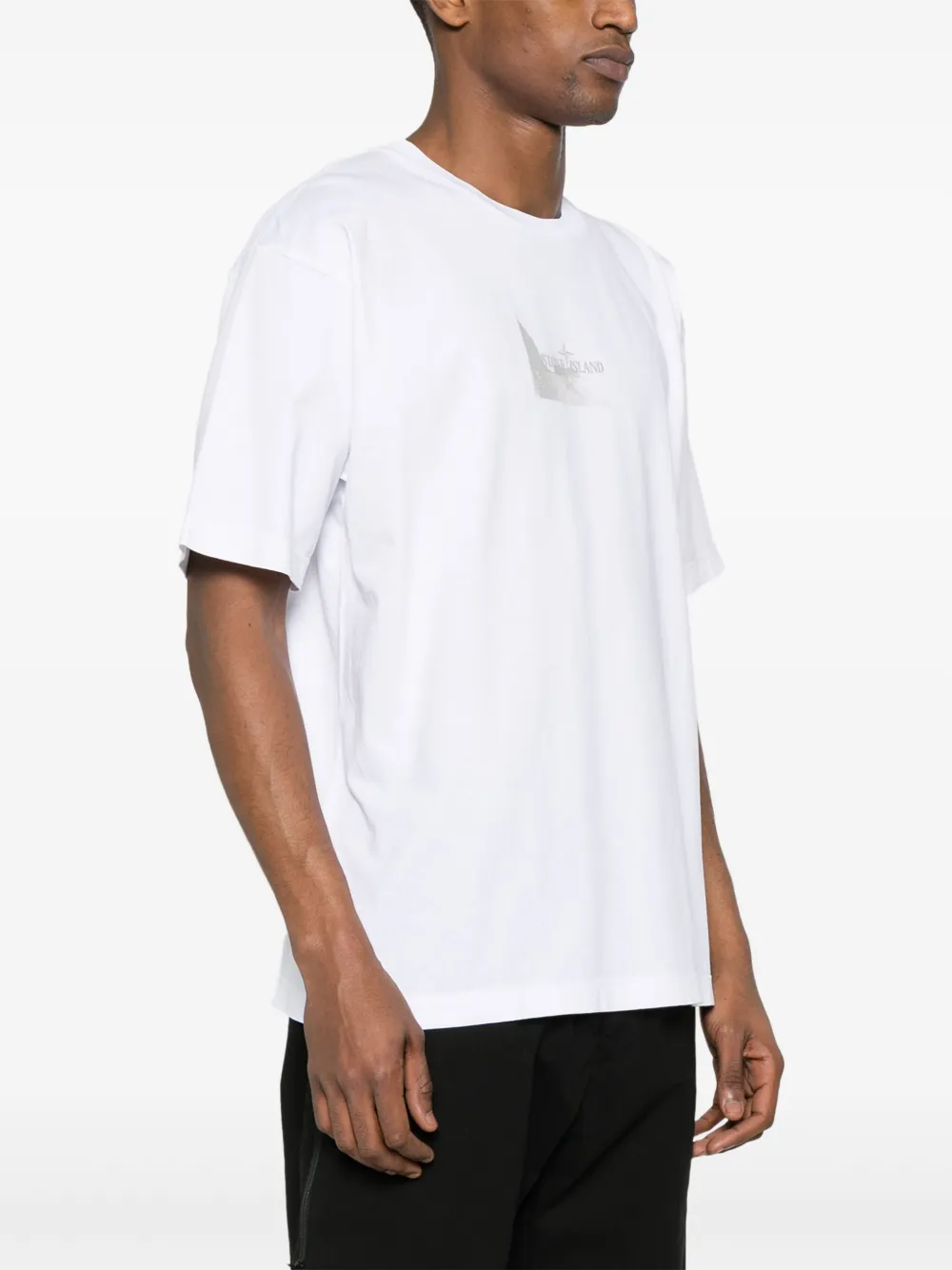 Shop Stone Island Logo-print Cotton T-shirt In White