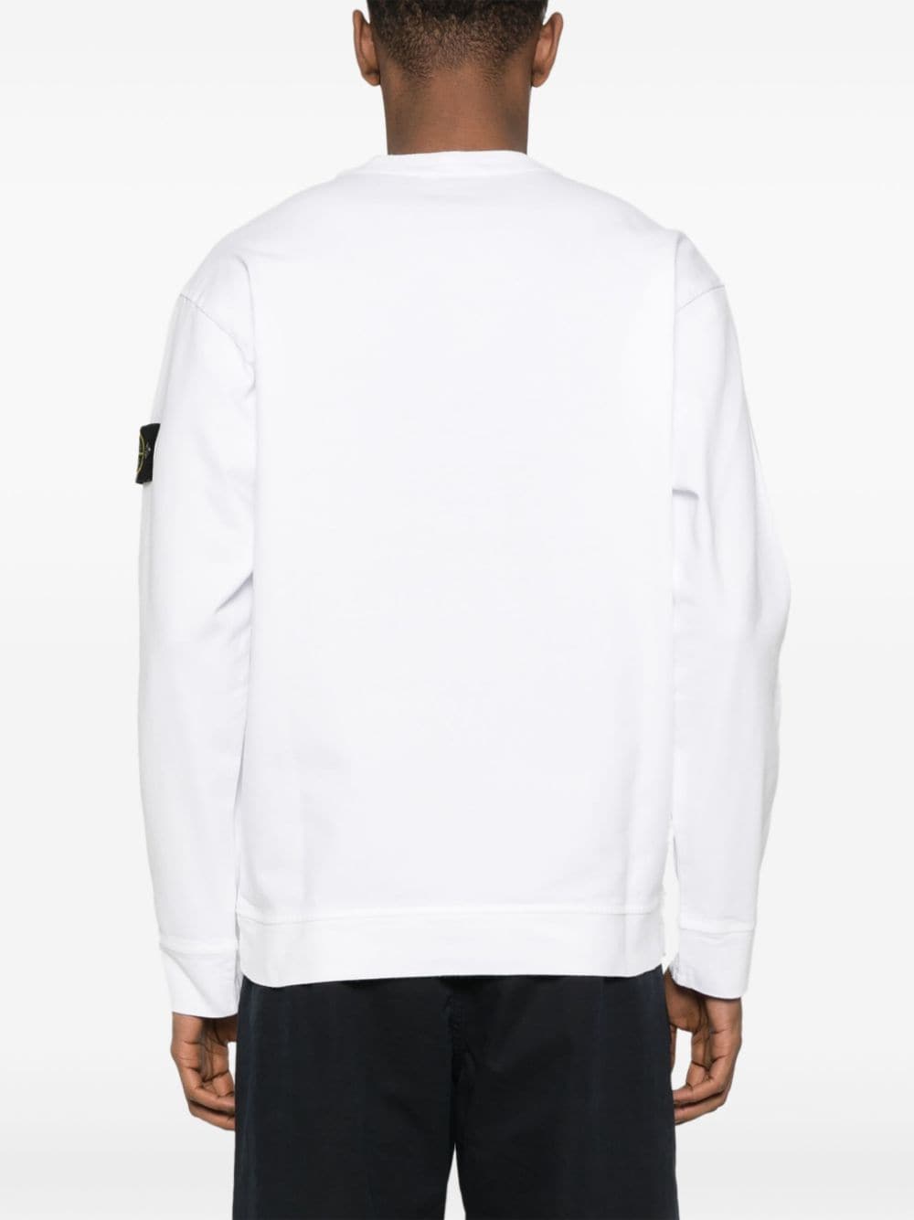 Shop Stone Island Compass Cotton Sweatshirt In White