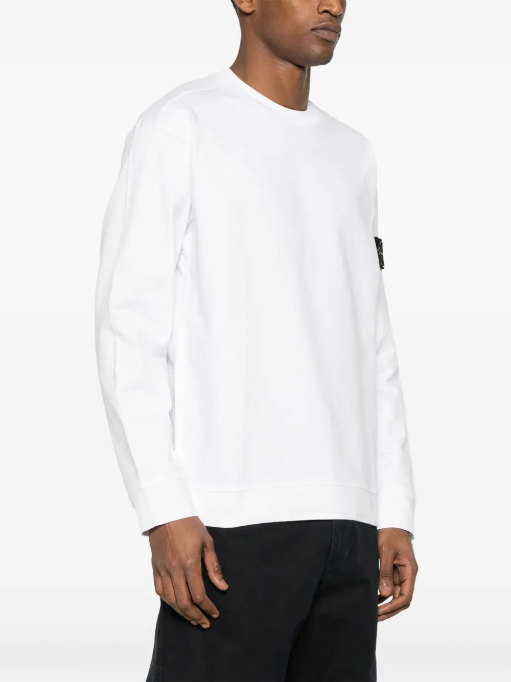 Shop Stone Island Compass Cotton Sweatshirt In White