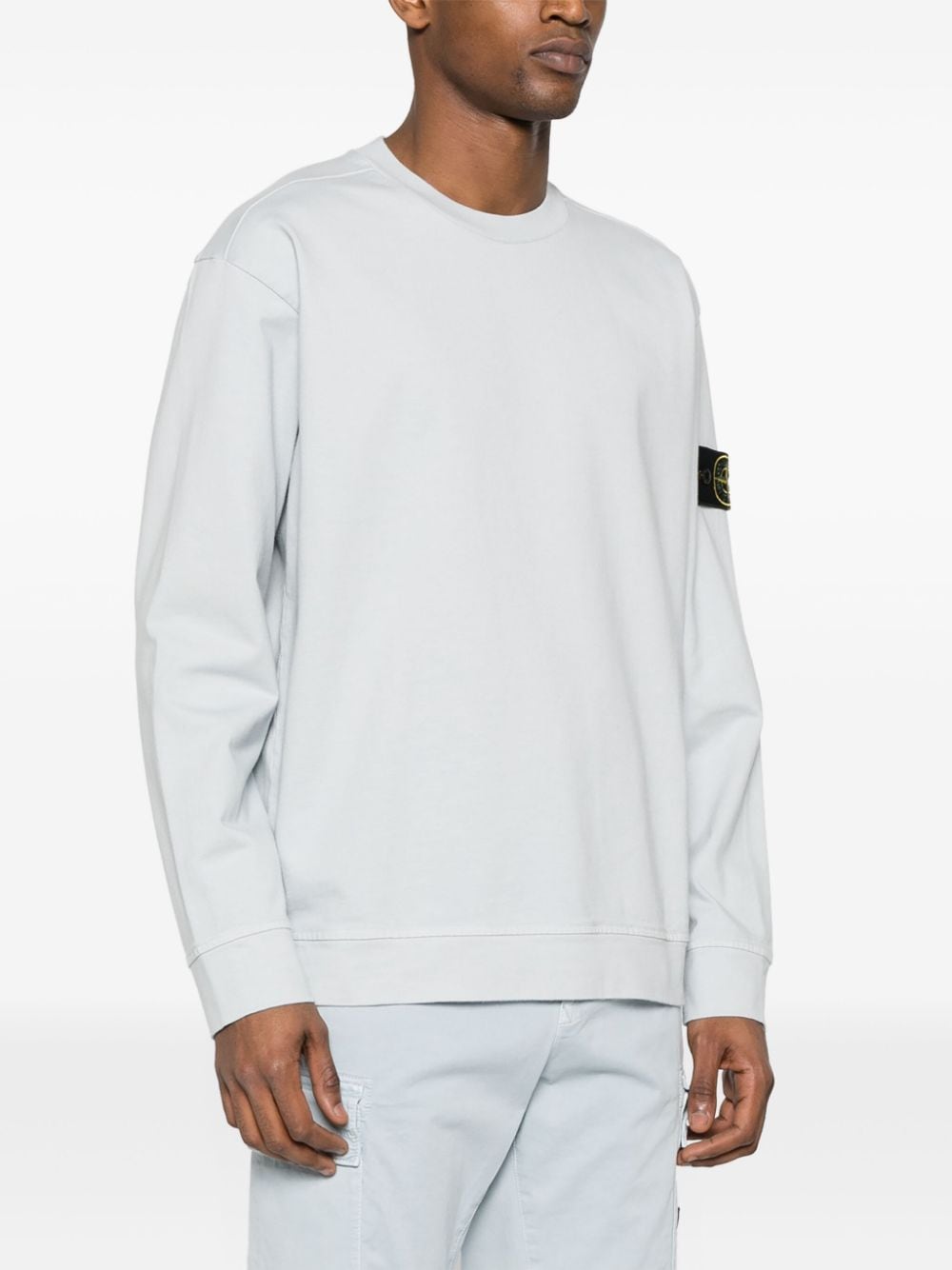 Shop Stone Island Compass Cotton Sweatshirt In Blue