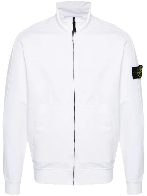 Stone Island Compass Cotton zip up Hoodie White FARFETCH UK