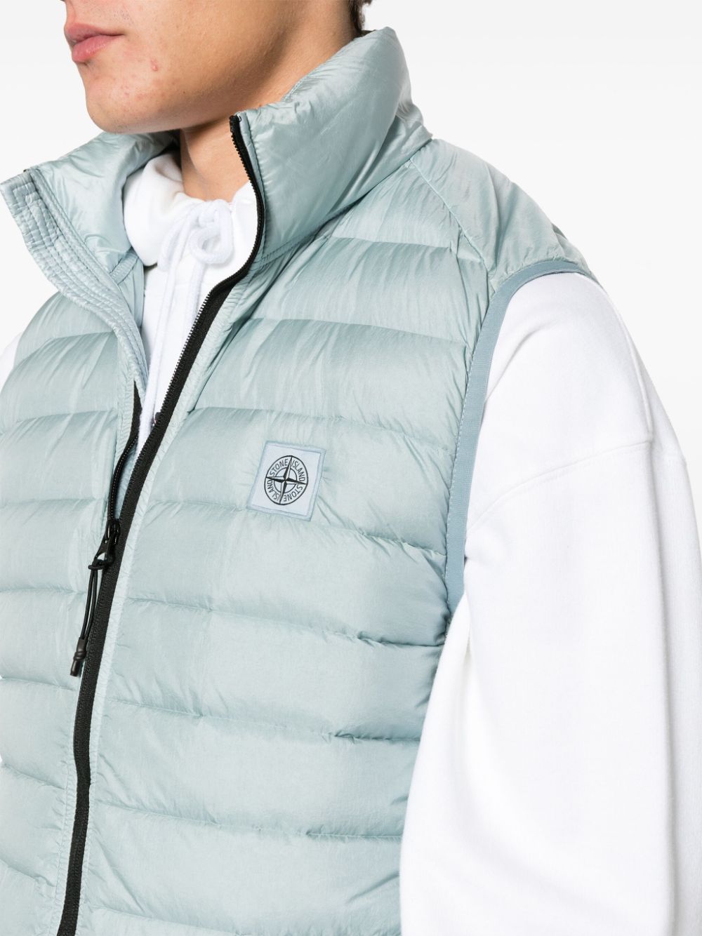 Shop Stone Island Padded Down Gilet In Blue
