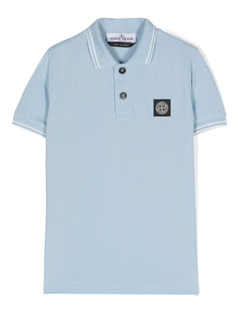 Stone Island Junior Compass-motif cotton polo shirt