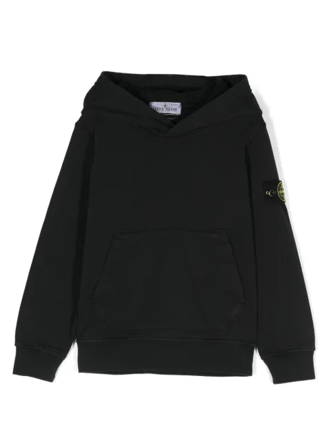 Stone Island Junior Compass-badge cotton hoodie