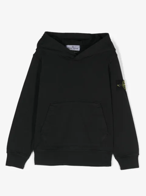 Stone Island Junior Compass-badge cotton hoodie