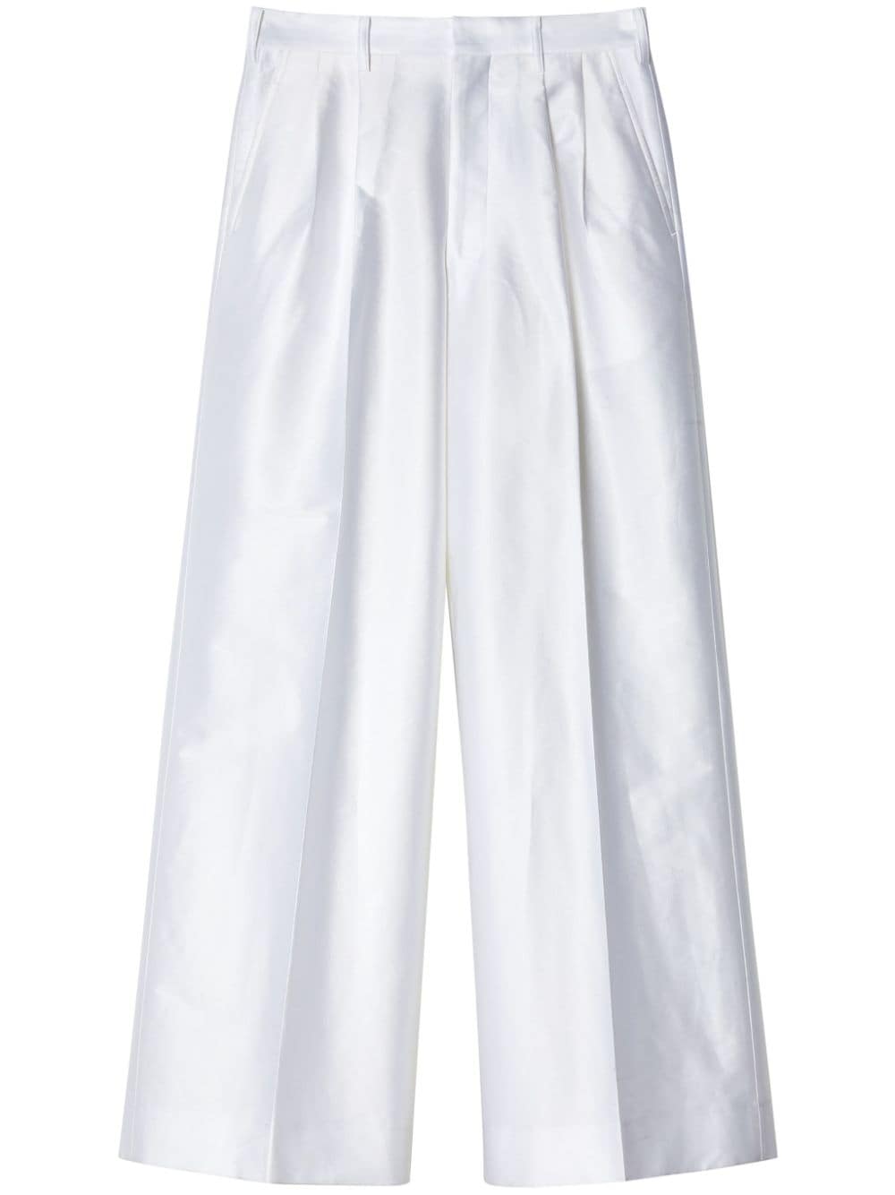Shop Junya Watanabe Tailored Satin Trousers In White