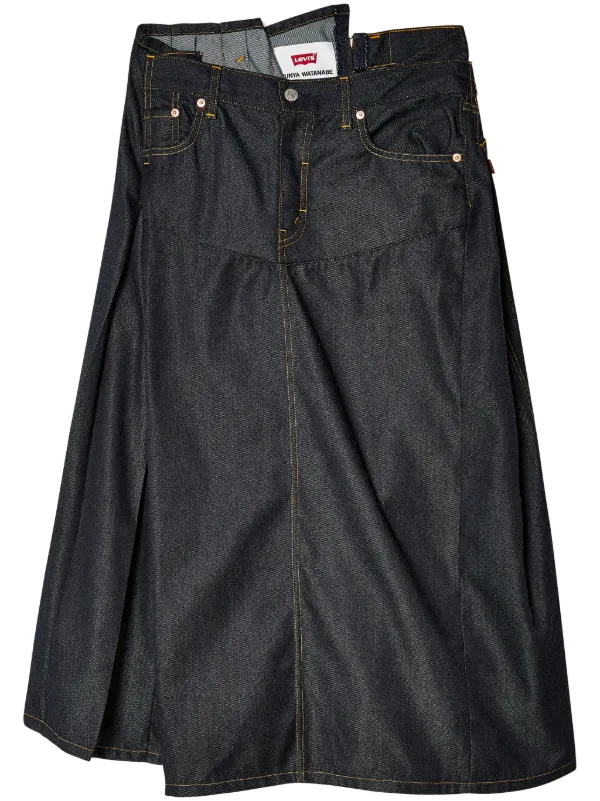 Junya Watanabe Asymmetric Denim Midi Skirt - Farfetch