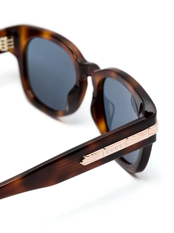 Gucci Eyewear トータスシェル スクエアサングラス | ブラウン 