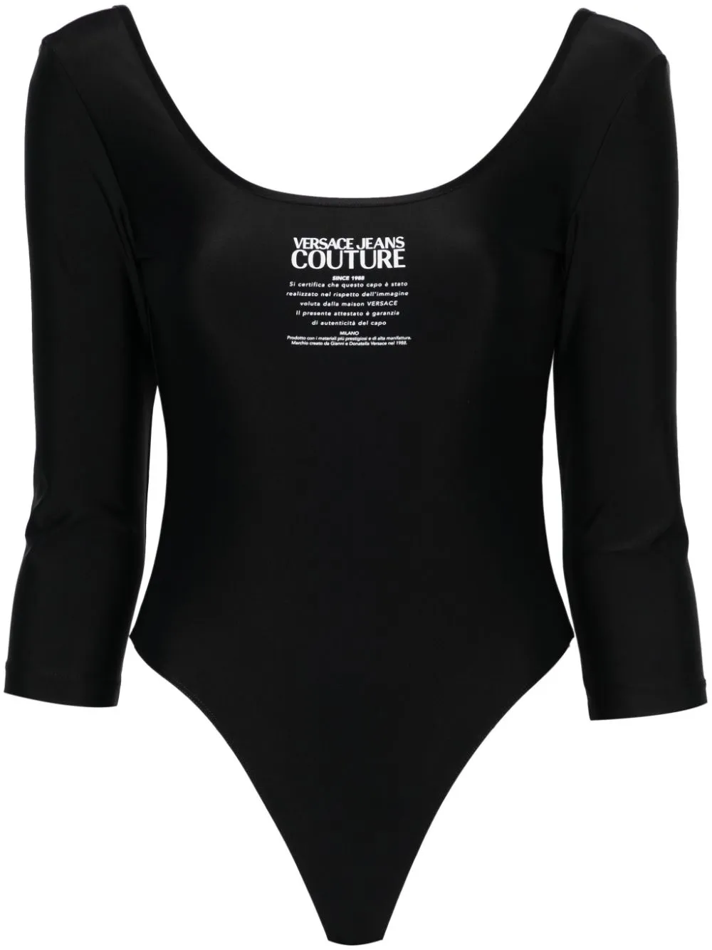 Versace Jeans Couture Bodysuit With Logo Print In Black