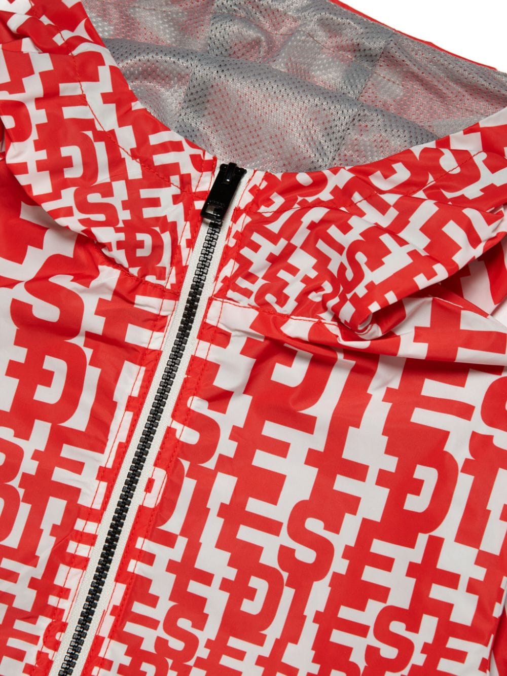 Shop Diesel Monogram-print Hooded Jacket In Red