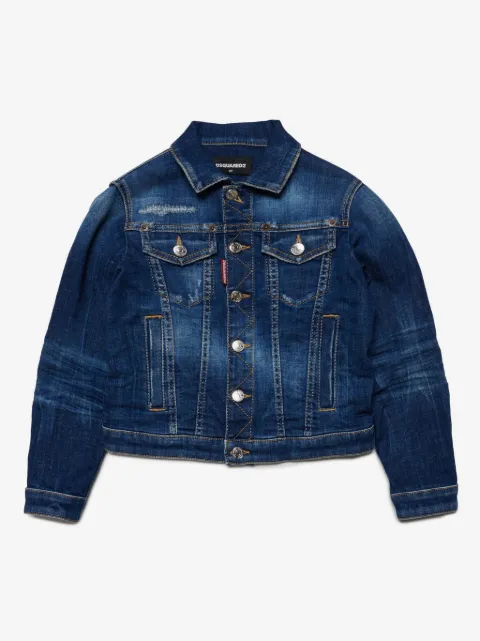 DSQUARED2 KIDS Jaqueta jeans com patch de logo