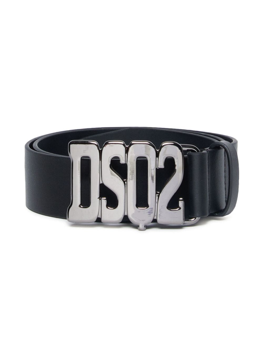 Dsquared2 Kids' Logo-plaque Leather Belt In Black