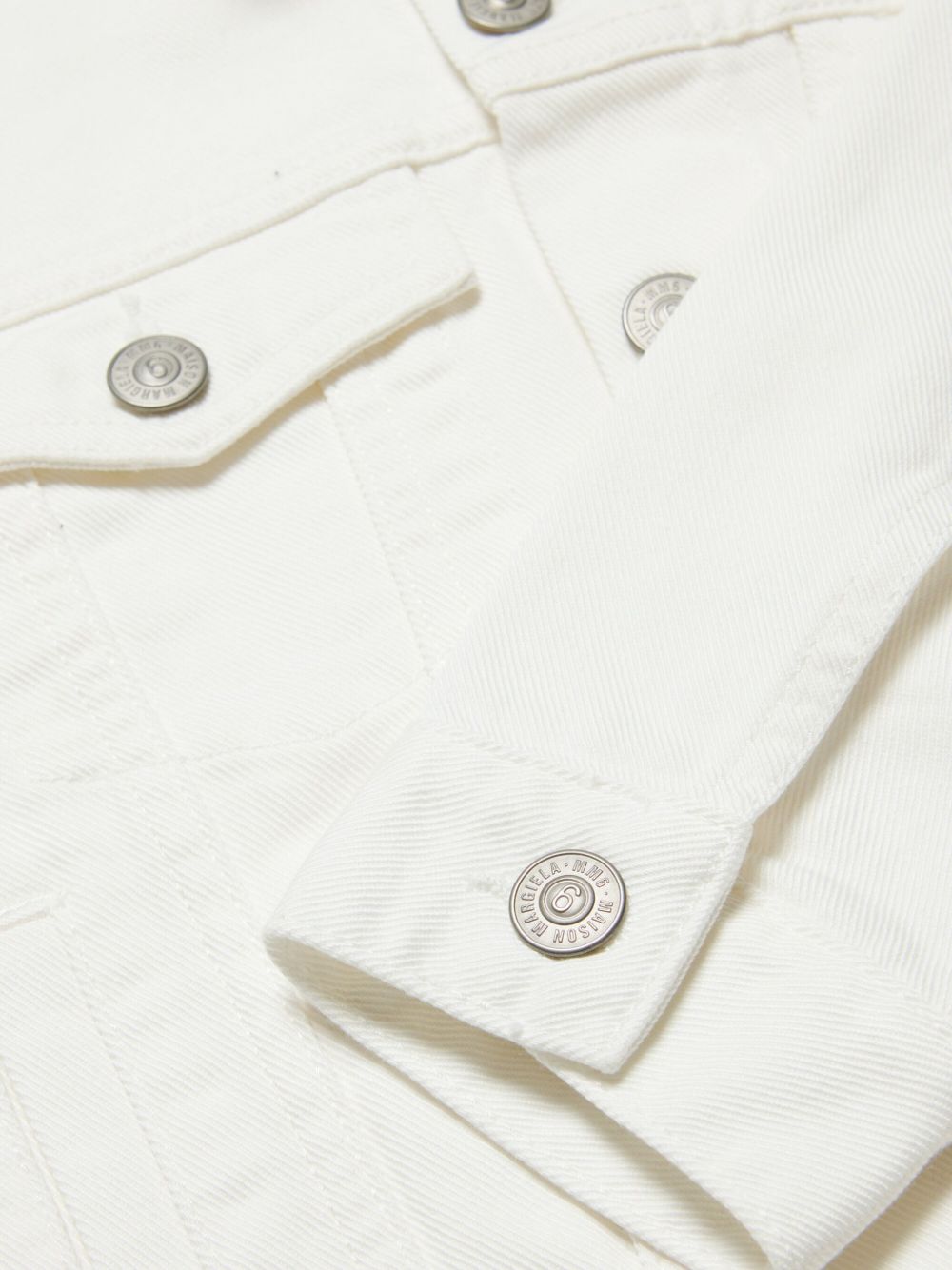 Shop Mm6 Maison Margiela Logo-embroidered Denim Jacket In White