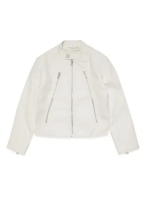 kids white leather jacket