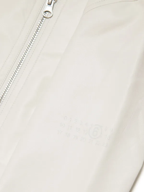 MM6 Maison Margiela Kids zip-up Leather Biker Jacket | White MM6 Maison Margiela Kids zip-up Leather Biker Jacket | White