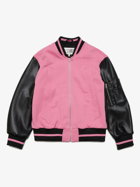 MM6 Maison Margiela Kids chamarra bomber con logo estampado