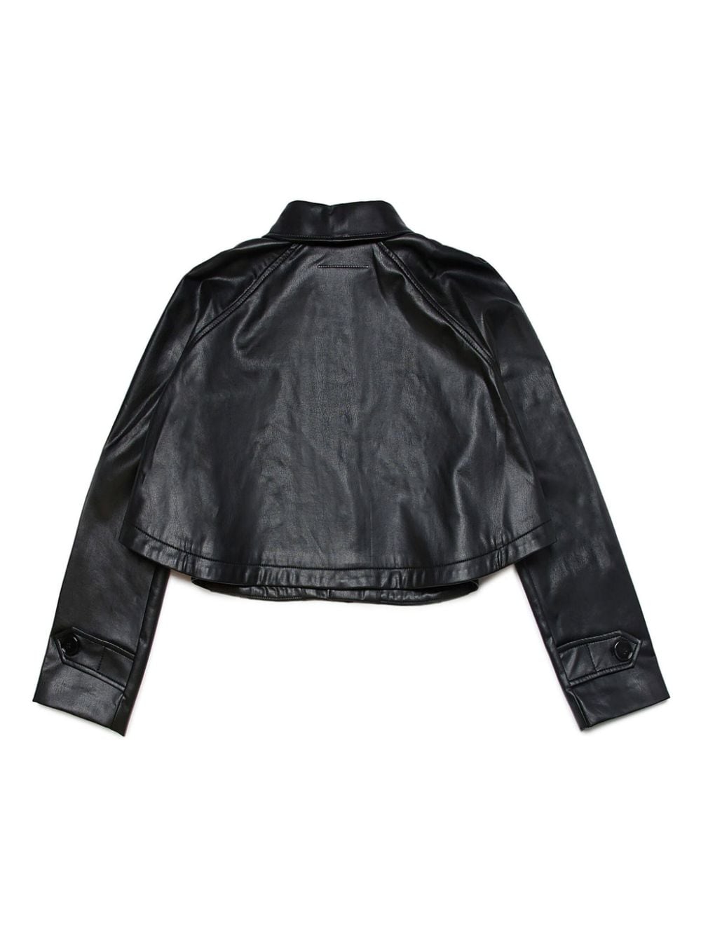 Shop Mm6 Maison Margiela Cropped Faux-leather Jacket In Black