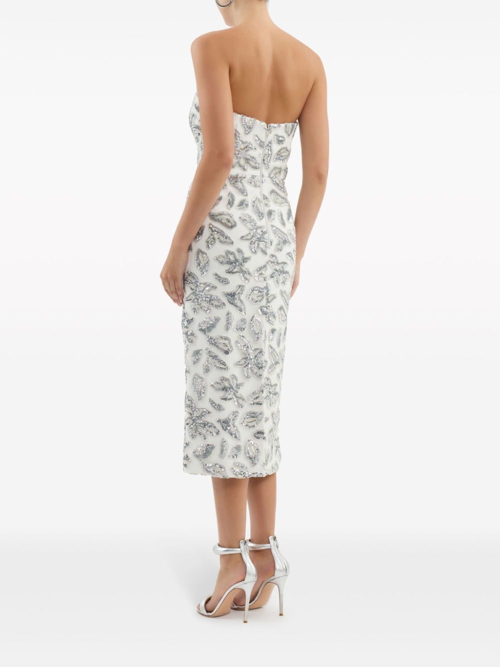 Shop Rebecca Vallance Suki Sequin-embellished Midi Dress In White
