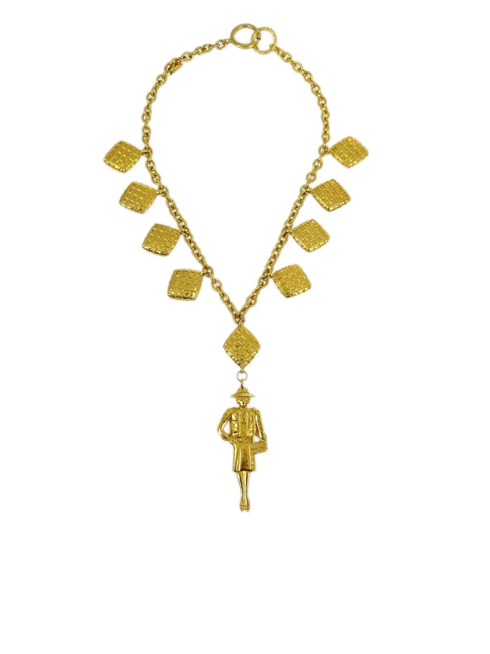 Pre-owned Chanel 1990-2000s Mademoiselle Chain Pendant Necklace In Gold