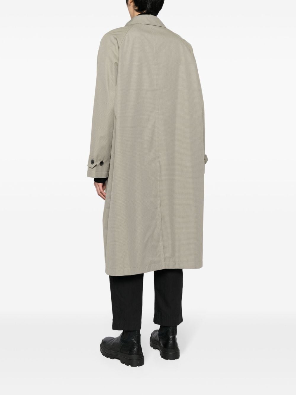 Shop Studio Tomboy Houndstooth-pattern Cotton Raincoat In Grey