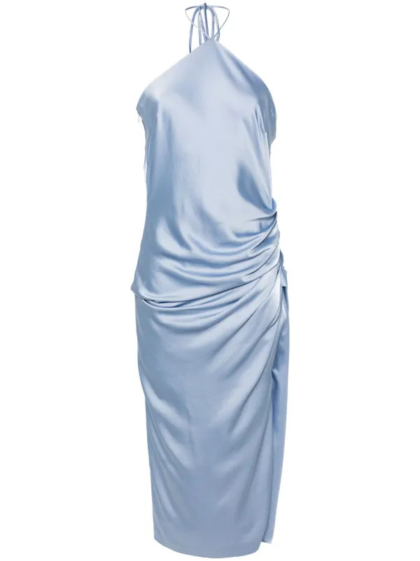 Simkhai Hansel Halterneck Satin Midi Dress | Blue