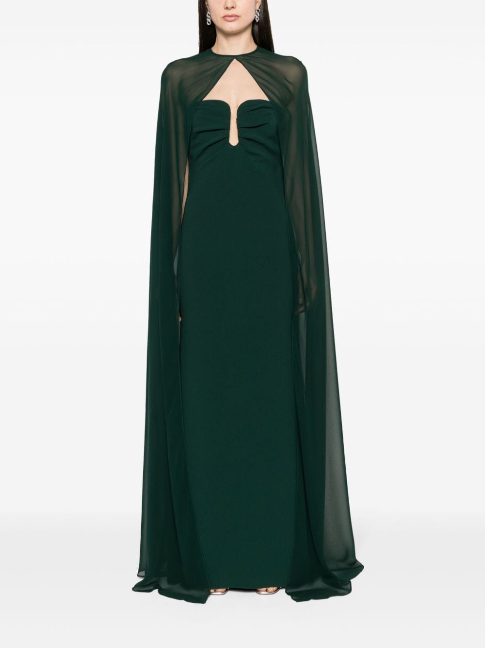 Shop Roland Mouret Strapless Crepe Gown In Green