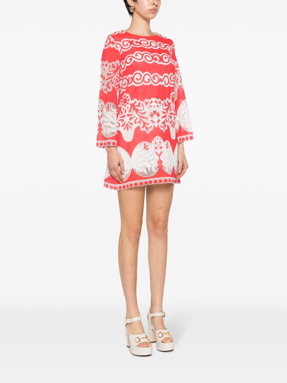 Shop Borgo De Nor Stevie Lace-embroidered Minidress In Red