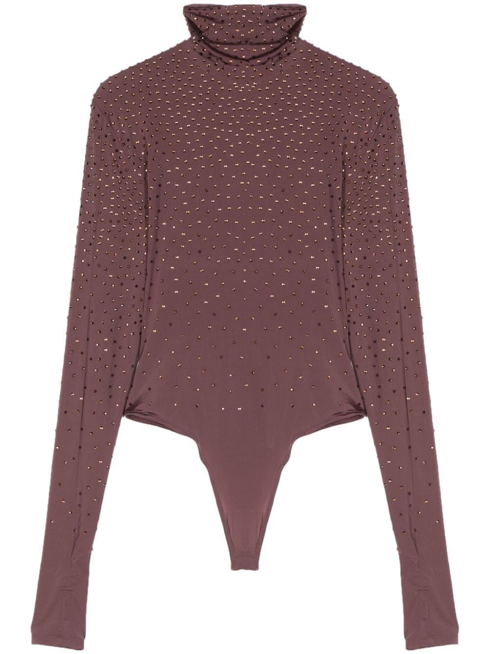 Alex Perry Rhinestone-embellished Bodysuit In Taupe Rose