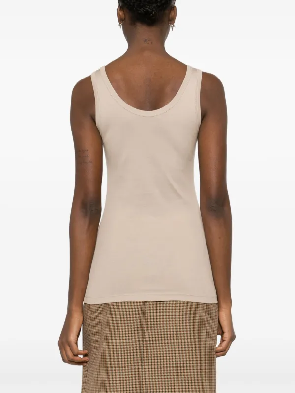PRADA ベージュ ニットタンクトップ 新品タグ付き Prada triangle-logo Ribbed Tank Top | Neutrals | FARFETCH