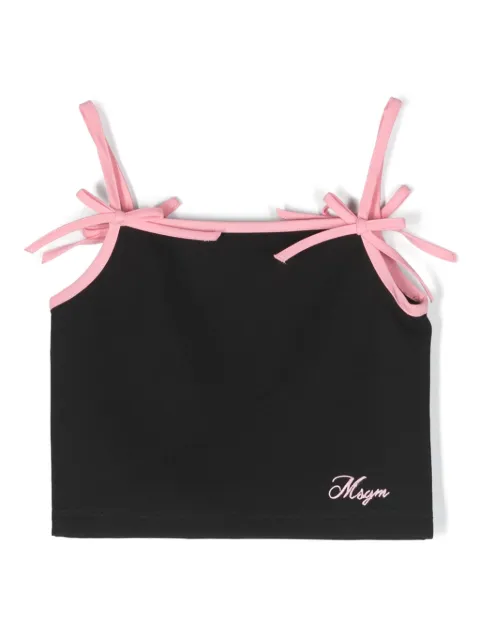 MSGM Kids bow-detailed spaghetti-strap top