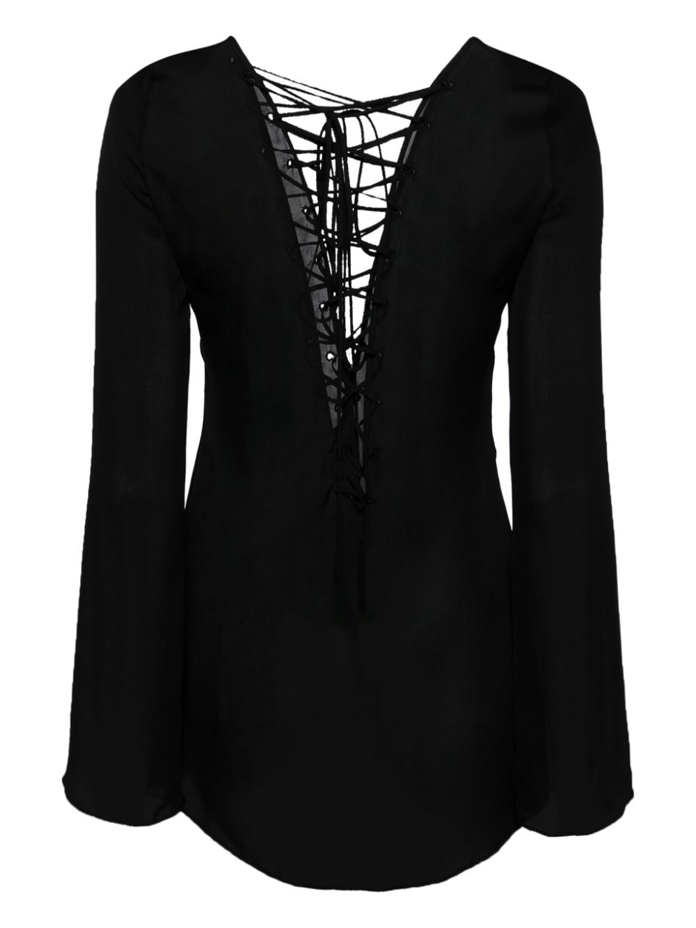 Shop Kiki De Montparnasse Lace-up Silk Blouse In Black