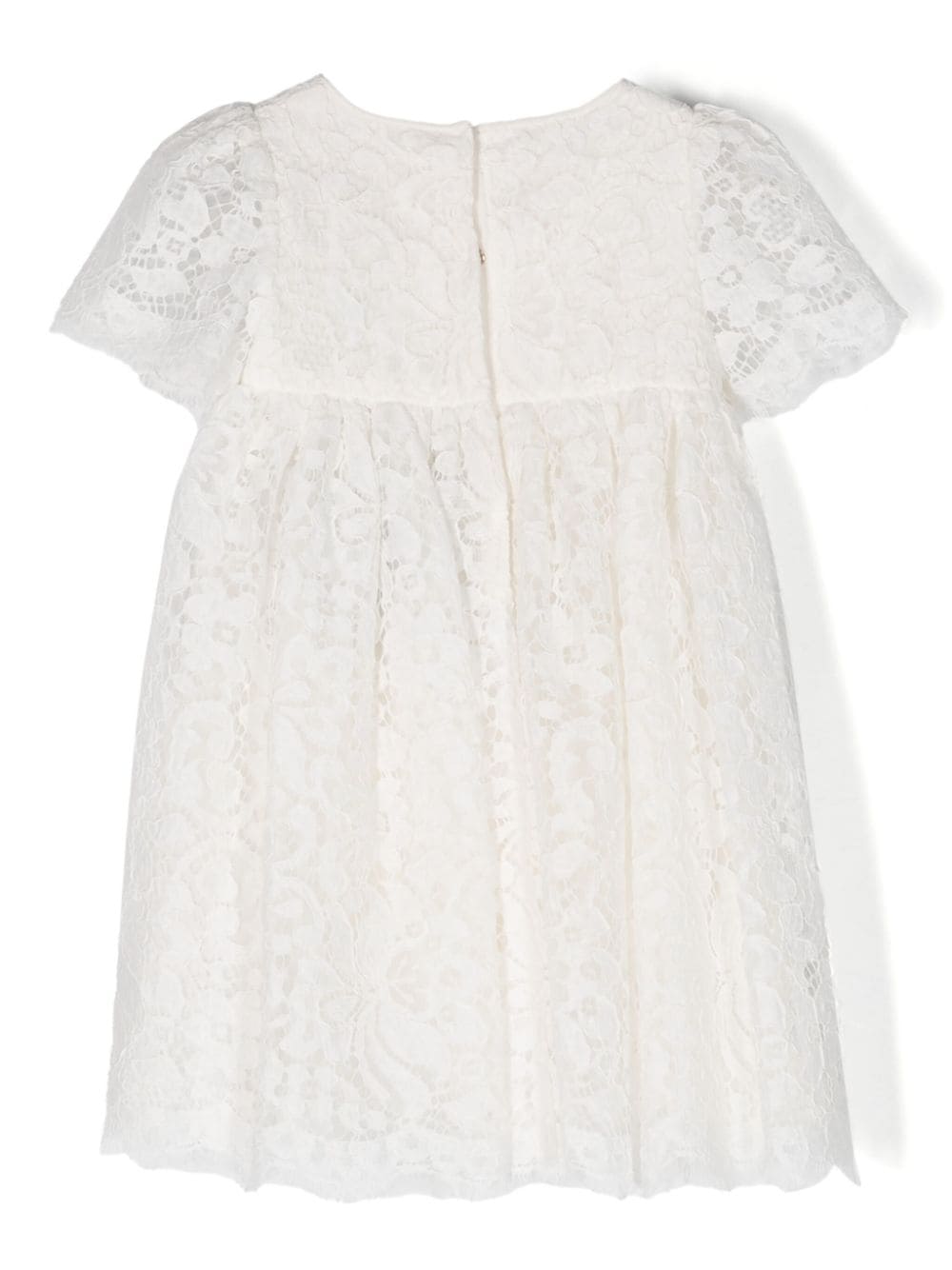 Dolce & Gabbana Kids logo-patch floral-lace dress - Wit