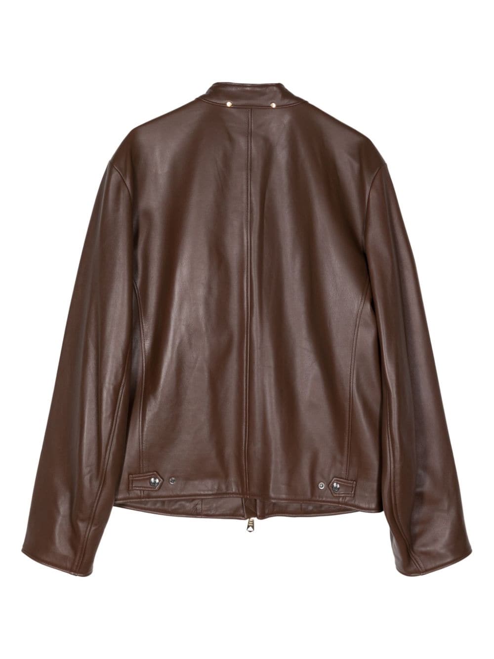 Shop Paul Smith Zip-up Leather Jacket In Brown