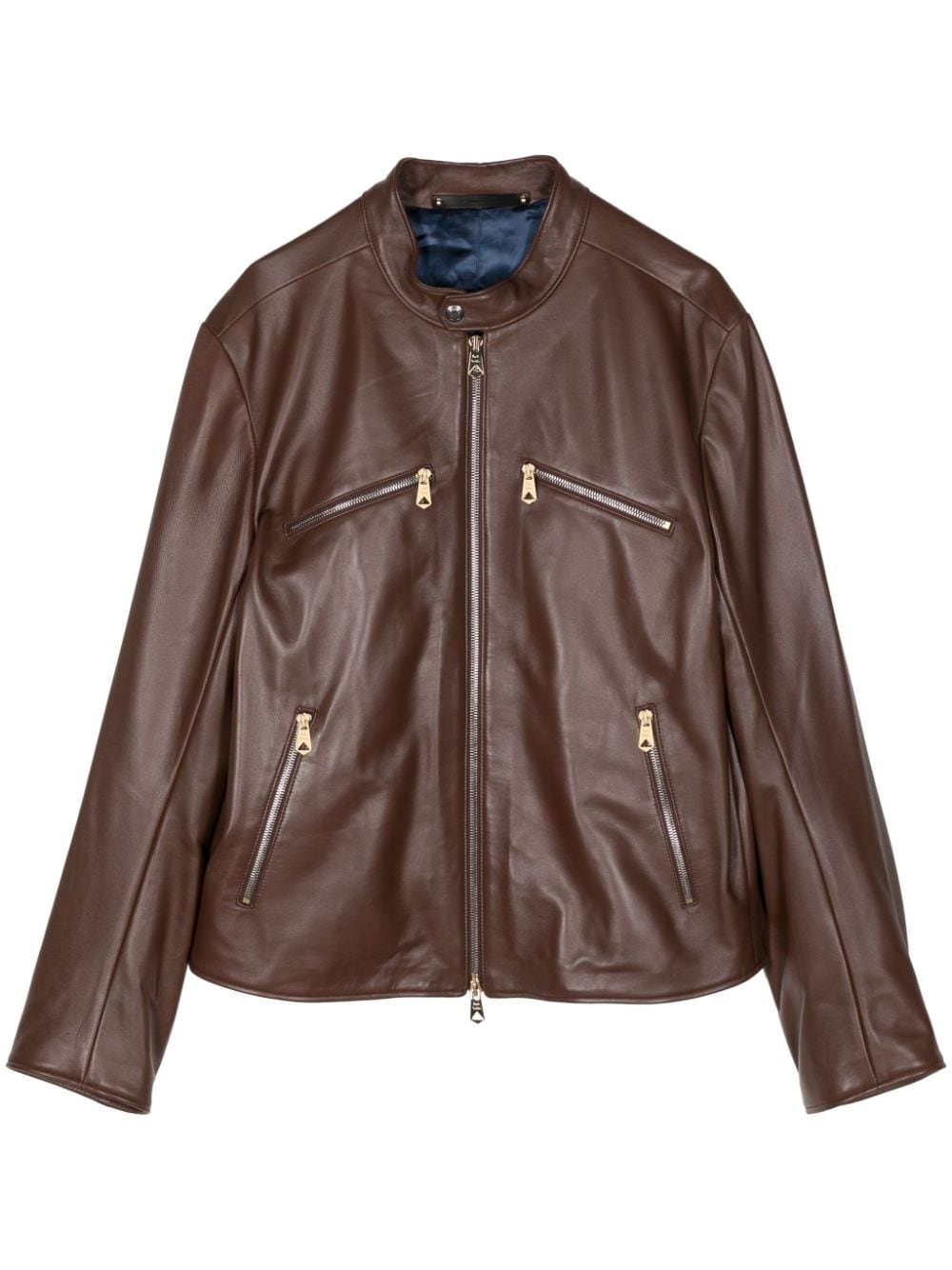 Paul Smith Zip-up Leather Jacket In Brown
