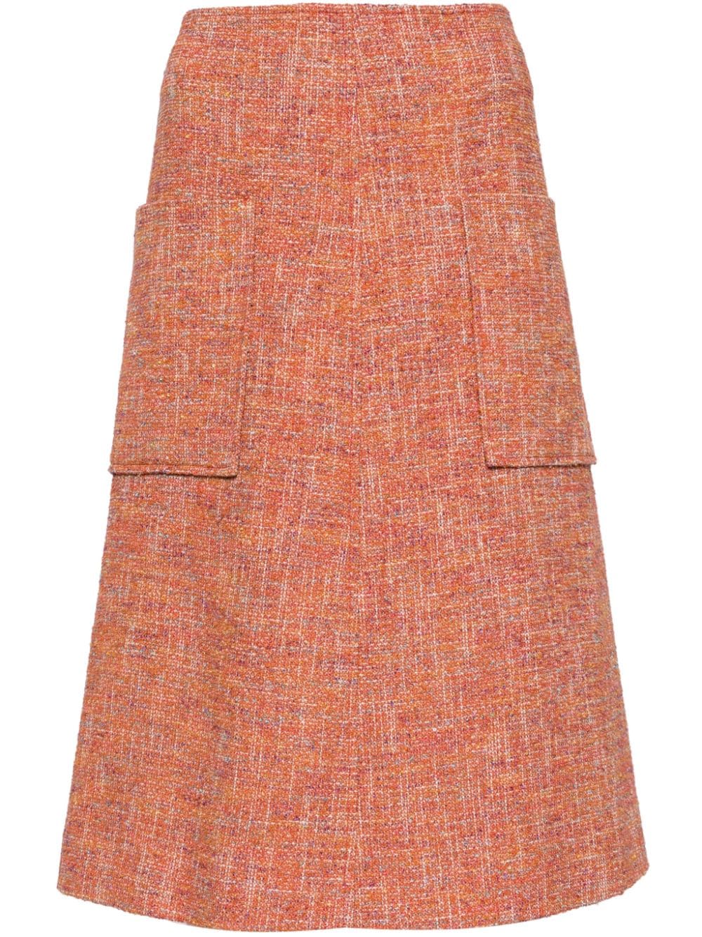 Paul Smith A-line Tweed Midi Skirt In Orange