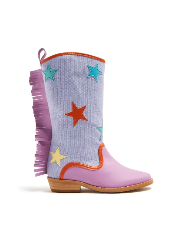 Stella McCartney Kids star patch Frayed Boots Purple FARFETCH PT