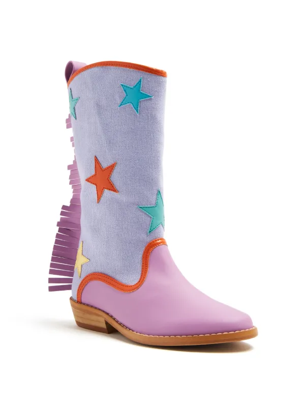 Stella McCartney Kids star patch Frayed Boots Purple FARFETCH BH