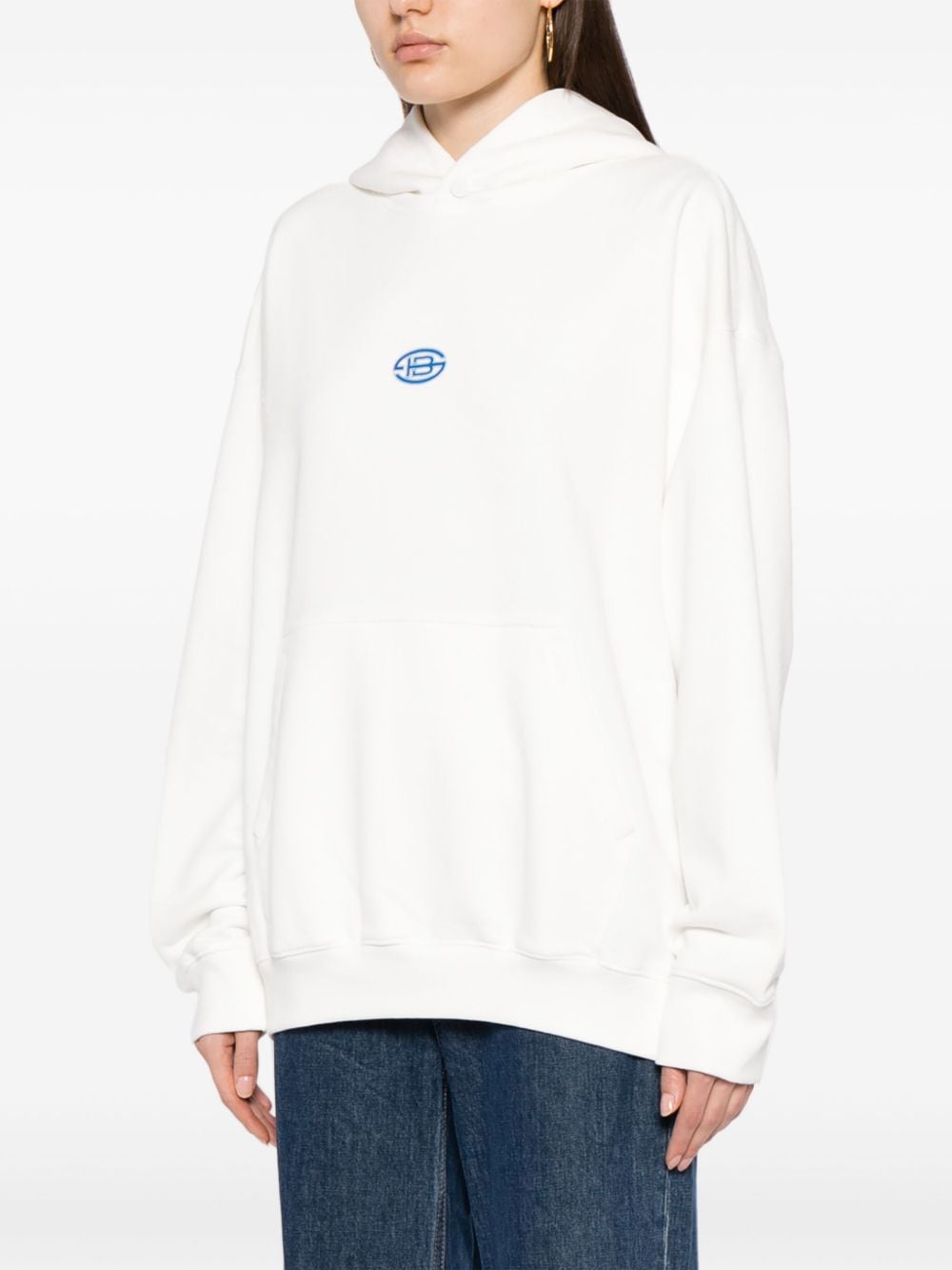 Shop Studio Tomboy Logo-print Cotton Hoodie In White